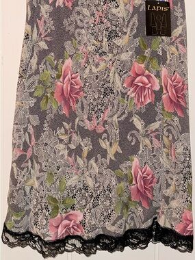 Lapis Floral Lace Slip Skirt in Green and Black